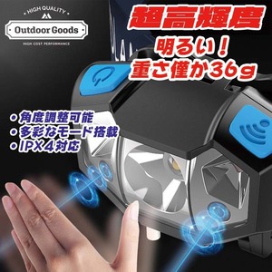 LEDヘッドライト センサーON・OFF機能 充電式 5000ルーメン ブラック