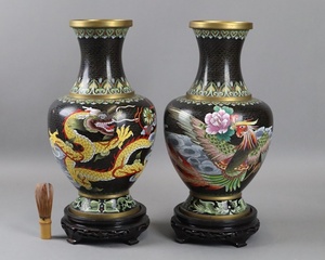  China old . Tang thing . nail dragon phoenix writing wire the 7 treasures large vase one against karaki pcs attaching height 43cm era thing small . skill old work of art [b134]