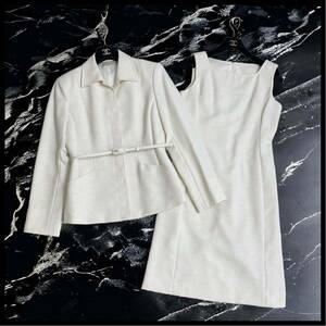 【EMMAJAMES】美品 ワンピーススーツ セットアップ クリームホワイト 11サイズ