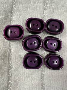 3790　約15㍉ x 17㍉　紫系　 ボタン ７個セット　ビンテージ　 未使用品　手芸　裁縫　ハンドメイド　DIY　リメイク