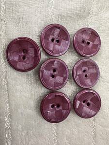 3833　約21㍉ 紫系　 ボタン ７個セット　ビンテージ　 未使用品　手芸　裁縫　ハンドメイド　DIY　リメイク