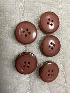 3855　約17㍉ ピンクシルバー系　 ボタン 5個セット　ビンテージ　 未使用品　手芸　裁縫　ハンドメイド　DIY　リメイク