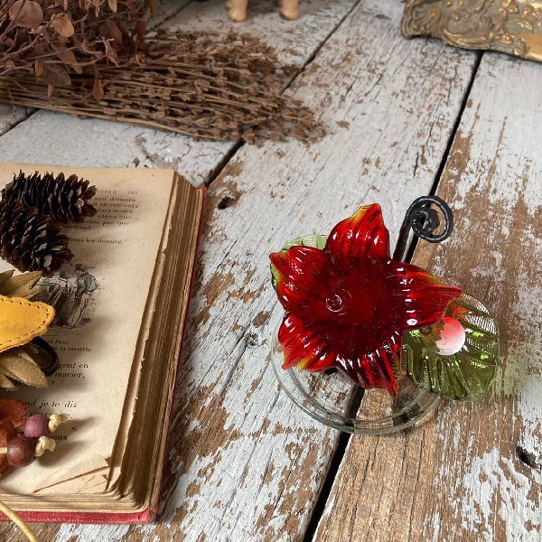 ≫80-90s Vintage Unused*Handmade Glass Flower Photo Stand*Flower Glass Memo Stand*Vintage*Antique*Used Tools, antique, collection, miscellaneous goods, others