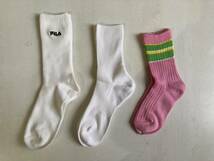 くつした 3足 セット 未使用 白 ピンク ソックス White & Pink Socks 3pairs FILA_画像2