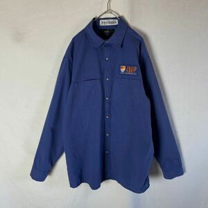 CINTAS 長袖ワークシャツ　古着　LSRGサイズ　ネイビー　ヴィンテージ WORKWEAR 企業ロゴ