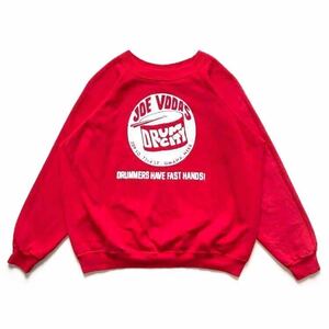 90s vintage USA производства Hanes JOE VODA'S DRUM CITY Logo принт тренировочный длинный рукав красный × белый size L женский la Grand Ram производитель предприятие предмет 