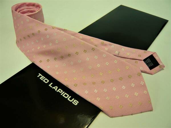 テッド ラピドス　ネクタイ 01　シルク　ジャガード　サンプル展示品　TED LAPIDUS　小紋柄　ライトピンク