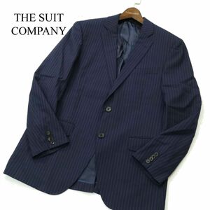 THE SUIT COMPANY スーツカンパニー 通年 背抜き イタリア製 REDA生地 ストライプ テーラード ジャケット Sz.175　メンズ 紺　A3T00707_1#O