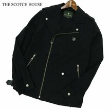 THE SCOTCH HOUSE スコッチハウス 通年 ロゴ ワッペン★ カット ダブル ライダース ジャケット ブルゾン Sz.170A　メンズ 黒　A3T00690_1#O_画像1