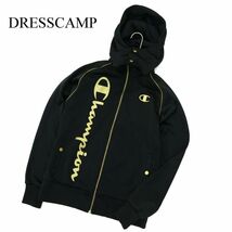 DRESSCAMP × Champion ドレスキャンプ × チャンピオンロゴ★ フード付き ジャージ トラック ジャケット Sz.S位　メンズ 黒　A3T00945_2#O_画像1