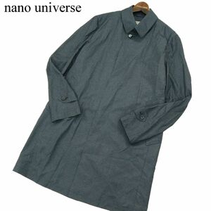 nano universe ナノユニバース 通年 千鳥チェック★ ナイロン&ポリ ステンカラー コート Sz.46　メンズ グレー　A3T01084_2#O