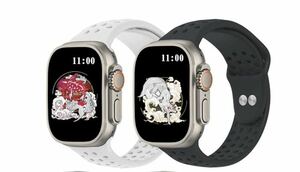 アップルウォッチバンド iWatch Series 8/7/6/5/4/3/2/1/SE スポーツバンド シリコン製 柔らかい Apple Watchバンド42/44/45/49mm 2本