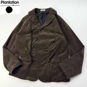 01AW アーカイブ Plantation プランテーション パッカリング別珍ジャケット M オリーブブラウン系 ストレッチベロア テーラードジャケット