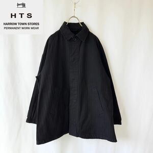 HTS Harrow Town Stores Cotton Herringbone Coat ハロータウンストアーズ 製品染めヘリンボーンショートコート 42 ブラック ステンカラー