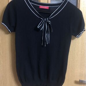 image イマージュ 半袖ニット 黒 Mサイズ