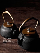 特売 鉄瓶 茶道具 銅製蓋 手作 細工 未塗装鉄器 鉄分補給 鉄びん 提梁壺提梁壺 対応 鉄やかん_画像5