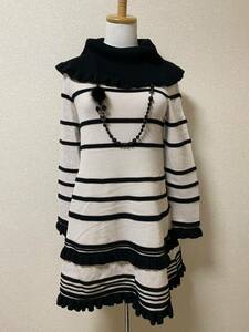 TOBECHIC トゥービーシック Ⅱ ★USED美品★黒 ベージュ 可愛いチュニック ワンピース