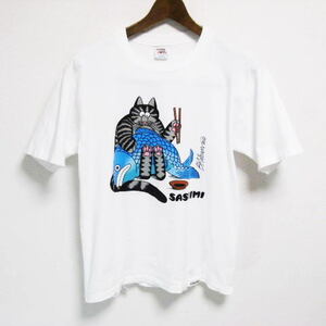 クレイジーシャツ USA製 ハワイ クリバンキャット Tシャツ 半袖 メンズ Mサイズ 白 古着 90s ビンテージ 