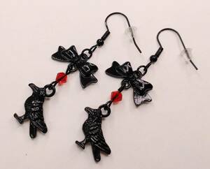  free shipping kalas ribbon earrings gothic black umeruhen Gothic and Lolita smaak