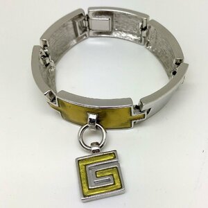 GIVENCHY ジバンシィ 【lay0798R】 Gロゴブレスレット バングル シルバー イエロー ヴィンテージ レディース 女性 メンズ アクセサリー CH