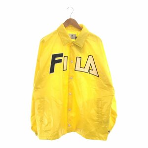 FILA フィラ 【men1909M】 コーチジャケット XL ロゴ アウター ウインドブレーカー ストリート FM9564 イエロー ビッグシルエット 51N