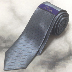 POLL NELLSON 美品 新品未使用帯付 微光沢 ネクタイ 斜めストライプ レジメンタル ナロータイ ミックス S-007815 ゆうパケット