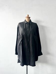 MUNICH wool linen big shirt　 焦げ茶　サイズOS