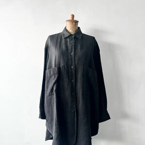 MUNICH wool linen big shirt  焦げ茶 サイズOSの画像1