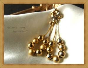 z*USA..* lustre & mat Gold beads. rope earrings *G168.