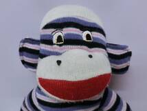 ソックモンキー◆ぬいぐるみ 人形 47㎝ ビンテージ 青 ストライプ◆Sock Monkey Doll Stuffed Plush Vintage 猿 レトロ ソックスモンキー_画像2