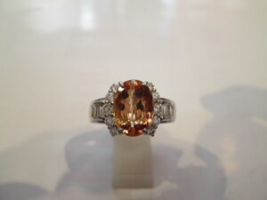  tax included price! new goods handmade PT900 natural imperial topaz natural diamond ring 3.462ct 0.78ct judgement document size 13 home post postage 110 jpy 