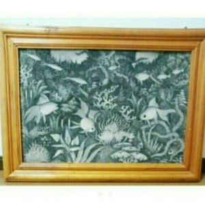 Art hand Auction Peinture à l'aquarelle Nature Peinture de paysage Poisson Mer Peinture Intérieur Asiatique Monochrome Image Poisson tropical Image Aquarelle Monotone Eau Sous-marine Art Beaux-arts Antique Décoration murale Décoration Antique, Peinture, aquarelle, Nature, Peinture de paysage