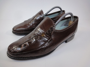[ Balenciaga ] подлинный товар BALENCIAGA обувь 24cm чай крокодил туфли без застежки Loafer бизнес обувь бренд Mark мужской мужской 6 EEE