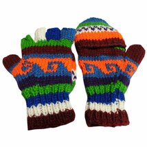■アジアン衣料 ネパール手編みカバー付き指なし手袋（NSG-23）_画像1
