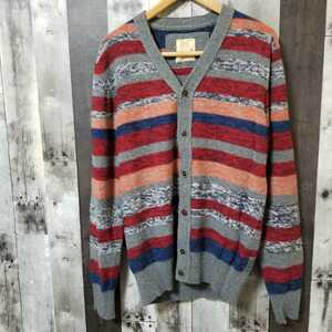 REPLAY KNITWEAR　リプレイ　ニット　カーディガン　Lサイズ　ボーダー　マルチカラー　メンズ