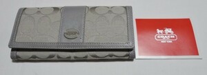 コーチ 長財布 かぶせ蓋 キャンバス/レザー グレイ/灰 COACH 