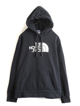 大きいサイズ XL 人気 黒 ■ ノースフェイス プリント スウェット フード パーカー レディース / 古着 The North Face プルオーバー 裏起毛_画像1