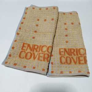 ENRICO COVERI エンリコ・コベリ　の素敵なタオルハンカチ オレンジ 新品2枚組 イタリア ハンドタオル スポーツタオル 綿 ブランドタオル　