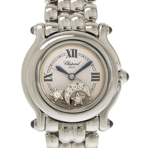  Chopard CHOPARD happy sport moon Star lady's quartz wristwatch SS diamond white face 27/8250-23 used new arrival OW0400