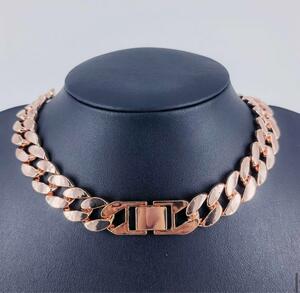  Miami cue van flat chain necklace pink gold 45cm 15mm