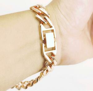  Miami cue van flat chain bracele .. shape pink gold 20cm 12mm