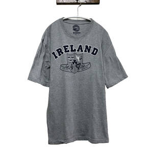 【980円スタート】USA 古着 半袖 Tシャツ アイルランド 国章 プリント グレー メンズXL オーバーサイズ 古着卸 BA0616