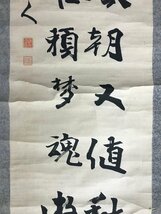 KK-5444 ■送料無料■ 清水潭 清水清山 在銘 掛軸 肉筆 書道 茶掛け 二行書 明治期 和書 古書 古文書 美術品 レトロ 200×52cm /くJYら_画像5