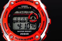 1円×3本 新品未使用 逆輸入model CASIO カシオ電波時計200m防水【誤差10万年に1秒】RED レッド 20気圧 超高性能 ハイスペック腕時計_画像4