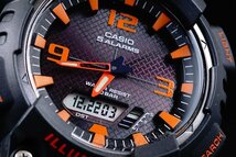 1円×3本【電池交換不要】【逆輸入】美しすぎるBlack×Orange新品未使用ＣasioカシオアナデジTough Solarタフソーラー100m防水オレンジ_画像4