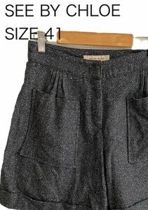 [ free shipping ] used SEE BY CHLOE See by Chloe short pants wool . pocket size 41