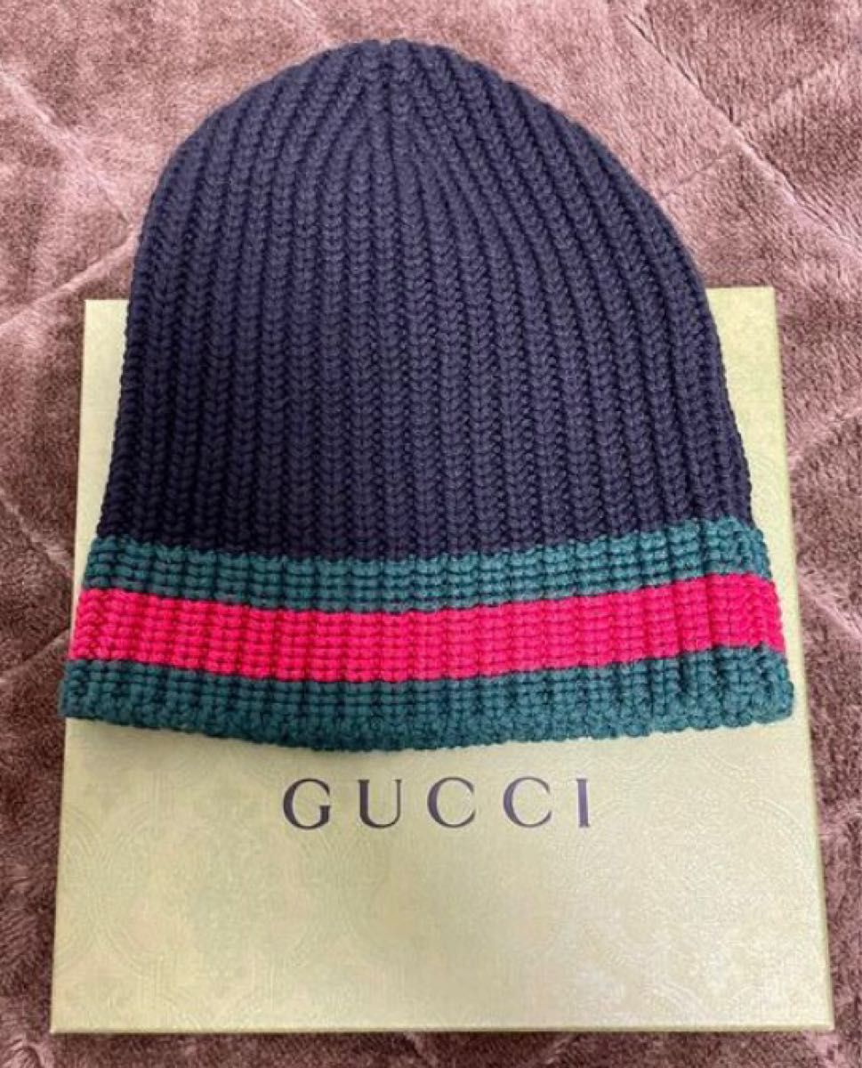 新品未使用 グッチ GUCCI サイズM シェリーライン ビーニー グレー