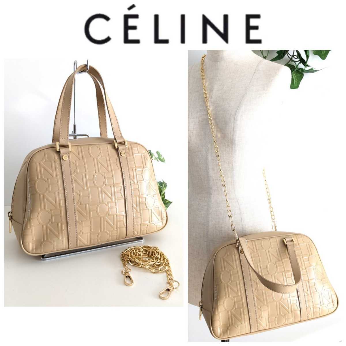 美品 CELINE ヴィンテージ オールドセリーヌ エナメル パテント レザー
