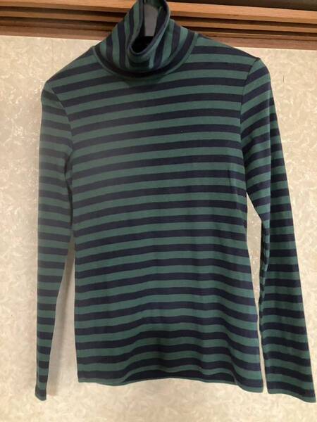 メ3504 【UNIQLO】ボーダー 長袖ハイネックトップス小さなサイズ(S)