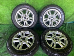 バリ山! CBA-SU16 R56 BMW ミニクーパー 純正15インチ アルミホイール/タイヤ 4本 中古品 即決 314666 230215 MM ガソリン前